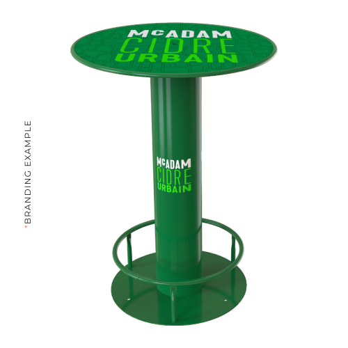 Cafe table branding example