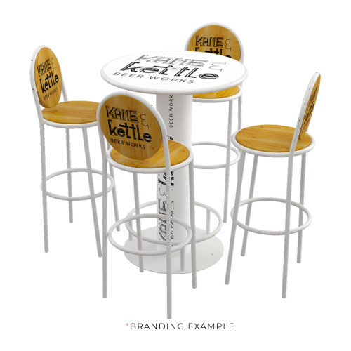 Bar table and chairs branding example
