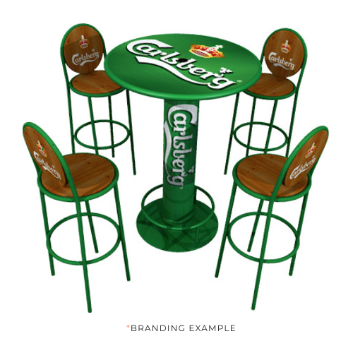 Bar table and chairs branding example