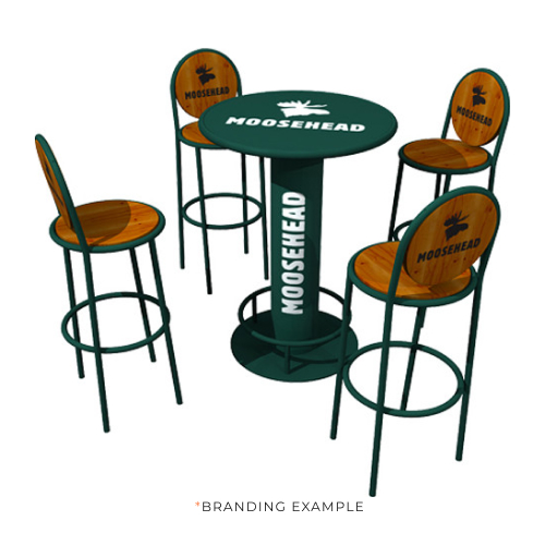 Bar table and chairs branding example